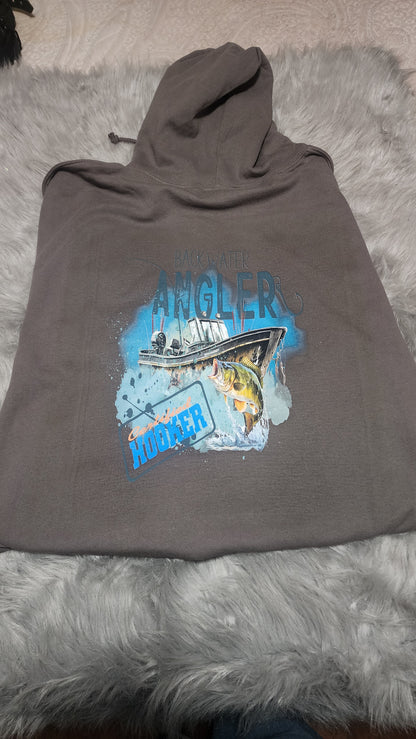 Certified hooker clothing backwater angler charchole grey hoodie