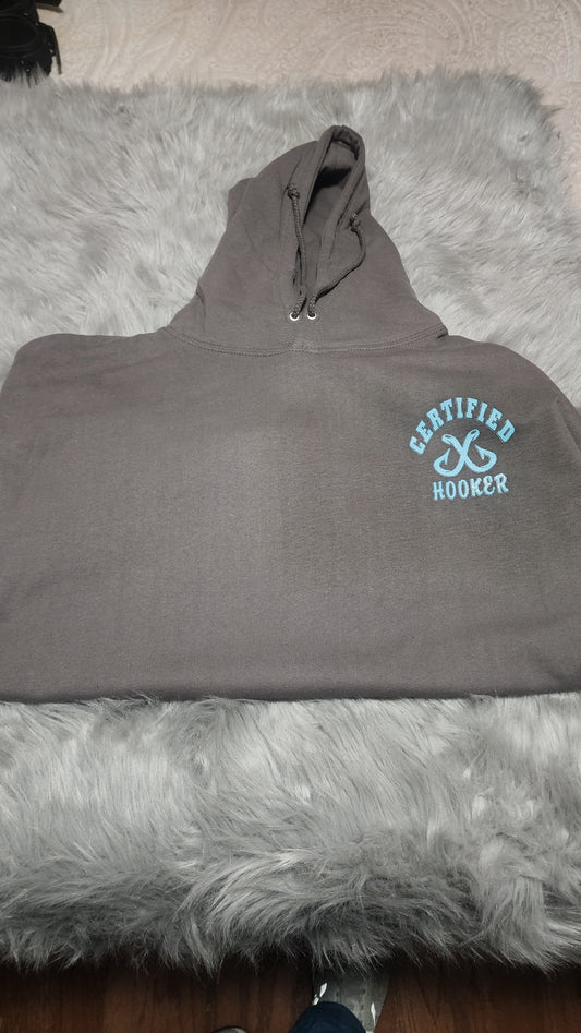 Certified hooker clothing backwater angler charchole grey hoodie