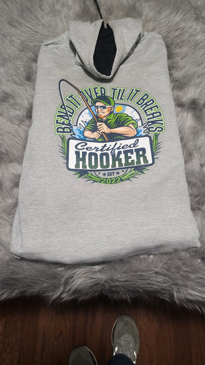 Certified hooker bend it till it breaks grey hoodie